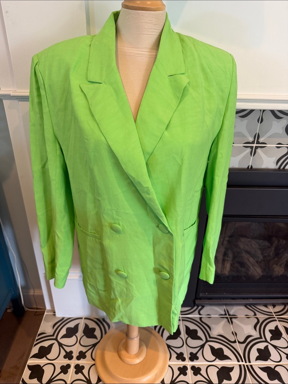 Steve Madden oversized Neon Green Double-Breasted Blazer